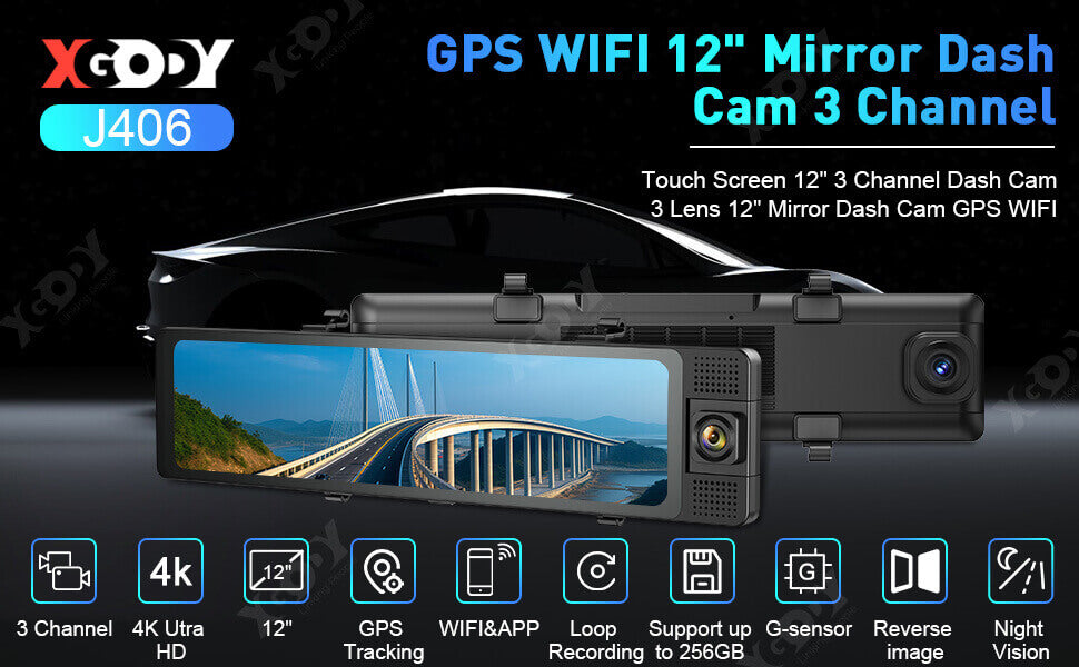 Channel Dash Cam Front and Rear Inside, 1080P Dash Camera for Cars 