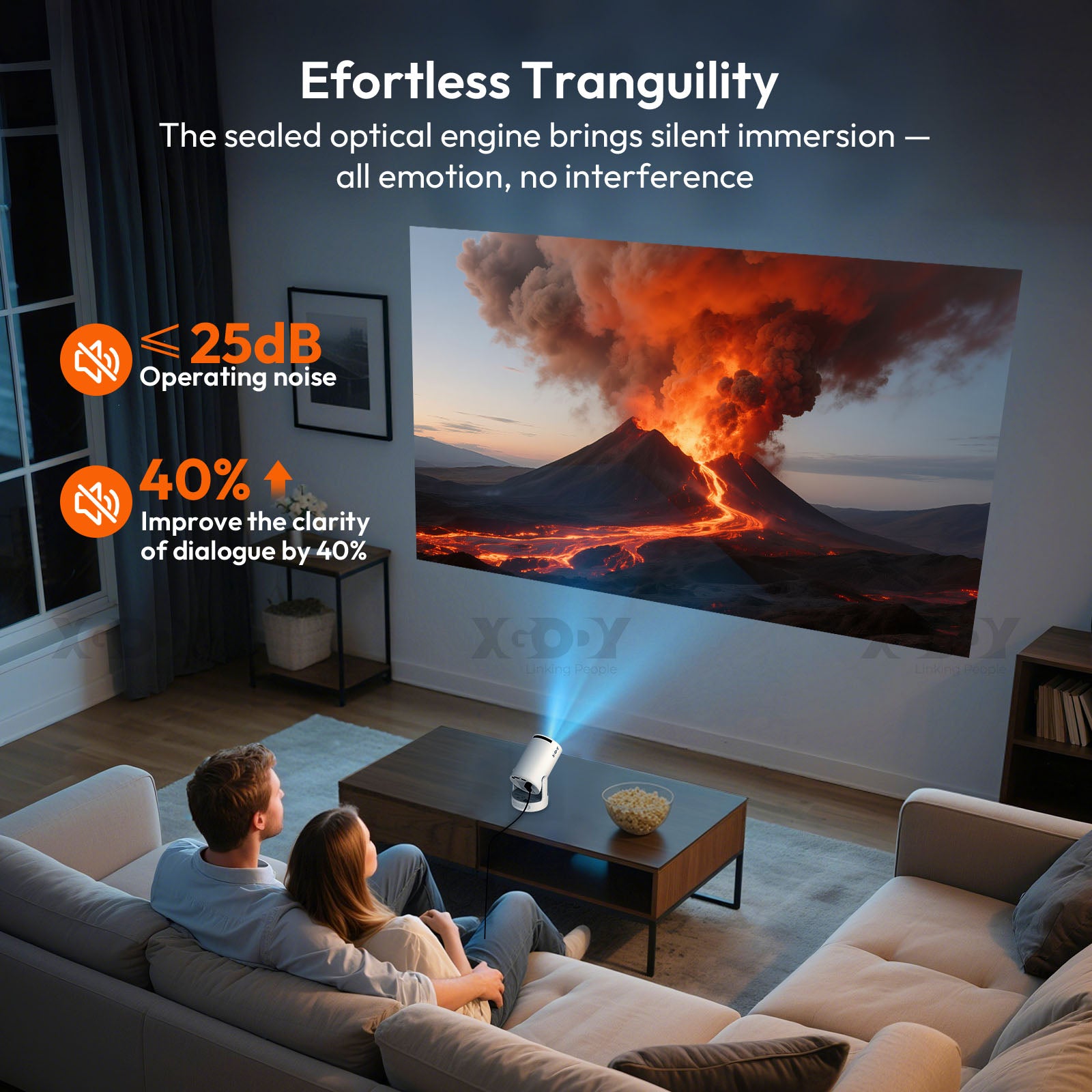 XGODY Gimbal 3S Portable Short-throw Projector, Android 14.0 system With Bluetooth and Dual-band WiFi6