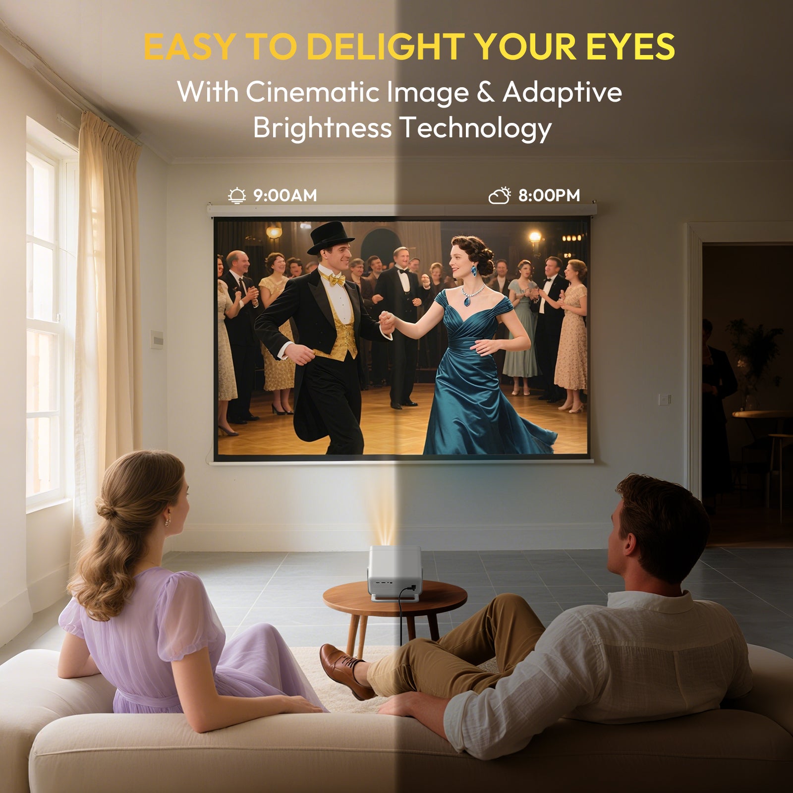 Gimbal A6 PRO: Portable Projector Android 14.0, Native 1080P Support 8K, 32G Large Capacity