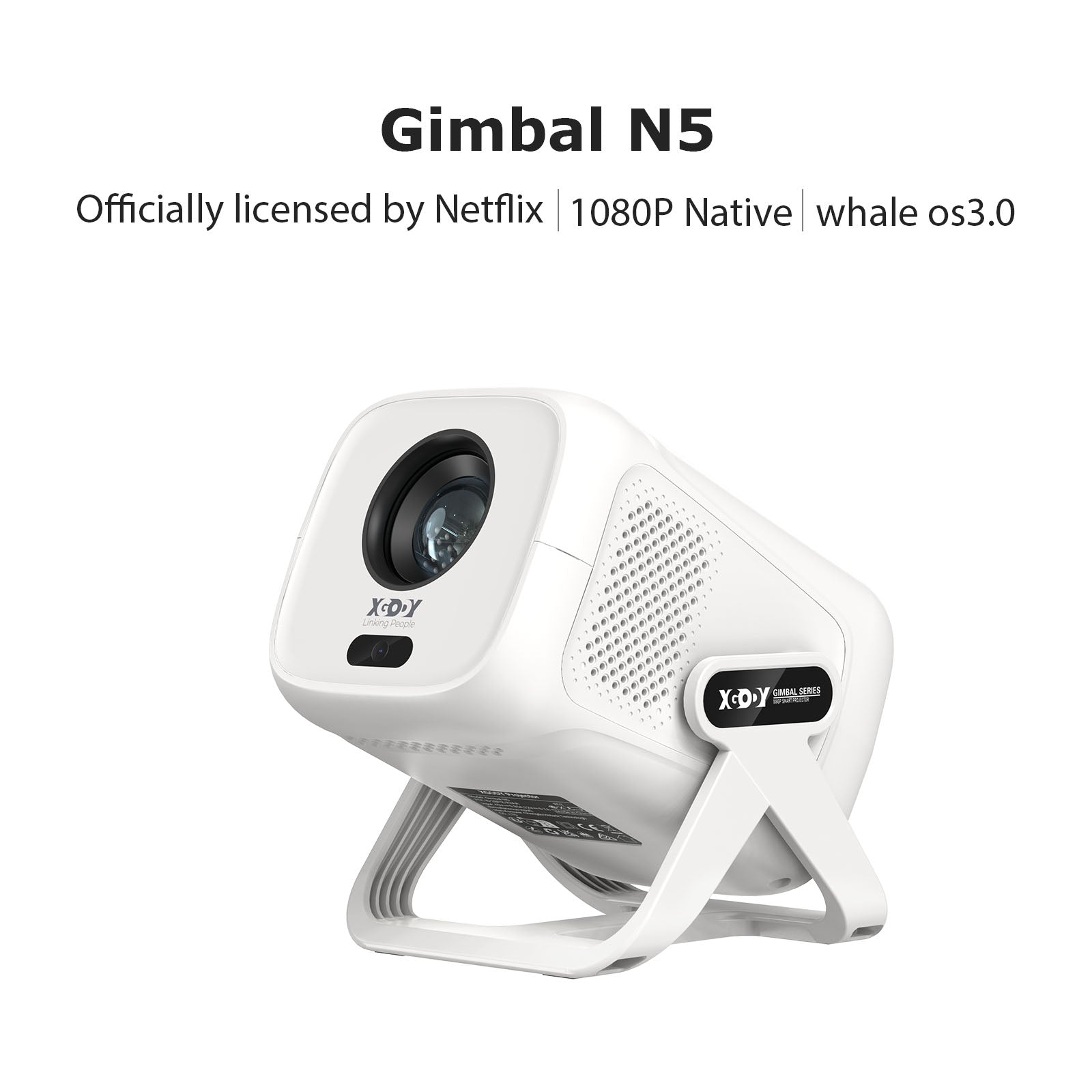 Gimbal N5 Portable Projector Smart OS With Native 1080P WiFi 6 & Bluetooth 5.4 For Home Theater