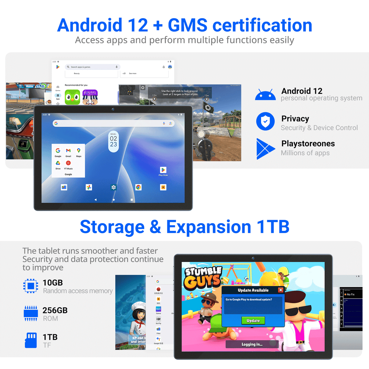 XGODY N01Pro 10.1-inch Android 12 Tablet | 10G+256G Memory | Dual Came