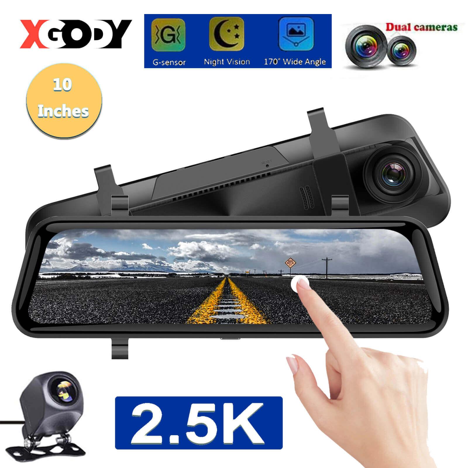 Cost-effective and Most worthwhile Front And Rear Dash Cam 2K | XGODY  H11 Rear View Mirror Dash Camera, Night Vision, TouchScreen, Loop Record - XGODY 