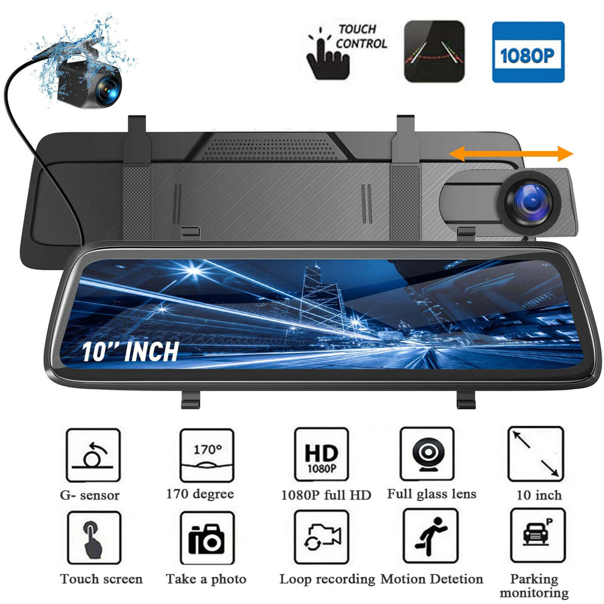 HD 1080P Dual Lens Mirror Dash Cam 4.3 Inch Anti Glare Parking Monitor Achteruitrijcamera (Met 32g geheugenkaart HD 1080P Dual Lens Mirror Dash Cam 4.3 Inch Anti Glare Parking Monitor Achteruitrijcamera (Met 32g geheugenkaart