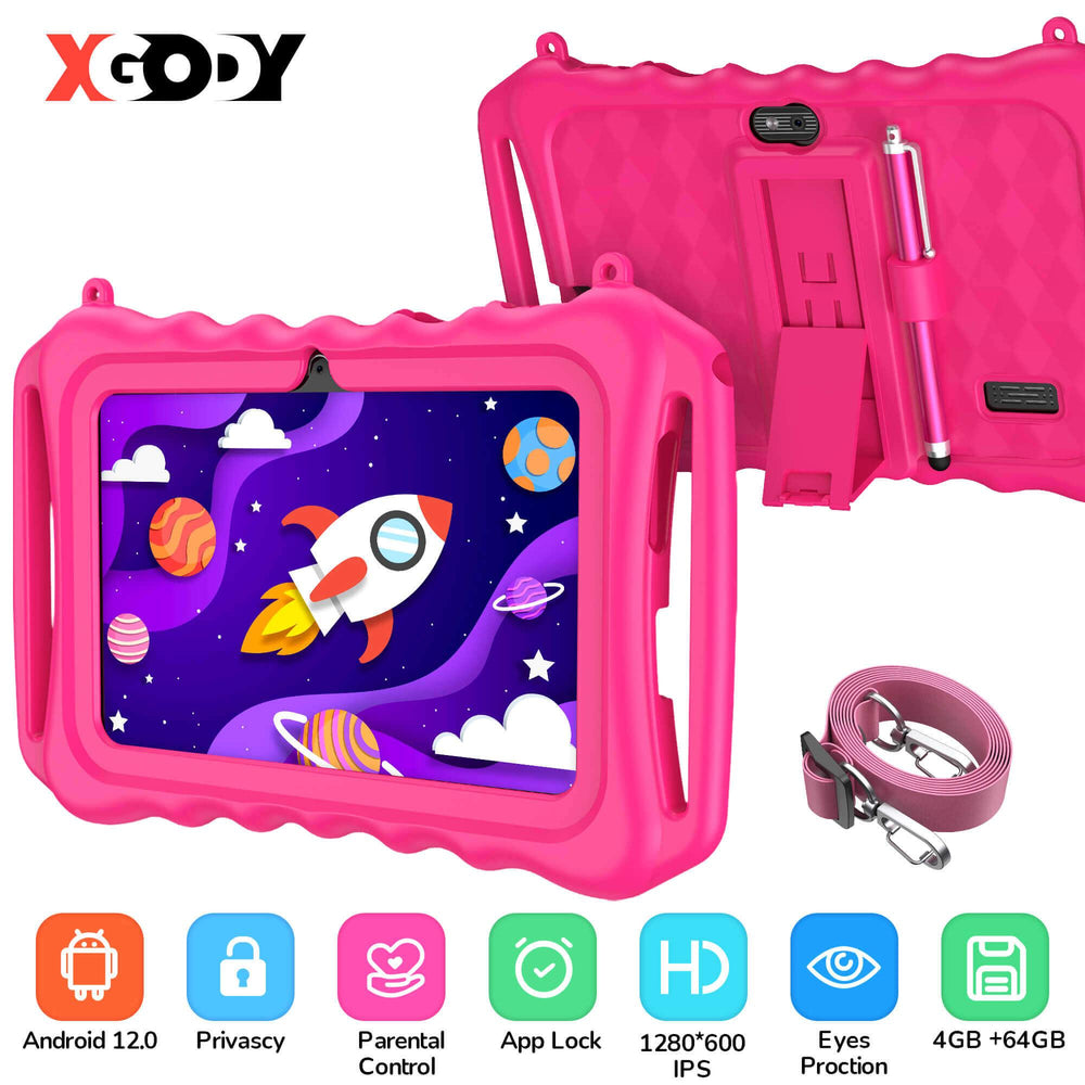 T702PRO 7 Inch Tablet With Case For Kids Aged 3-12, 32G With Bluetooth