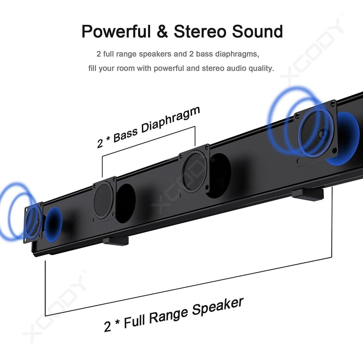 XGody 1013A Surround Sound Wireless Subwoofer 2.0 TV Soundbar