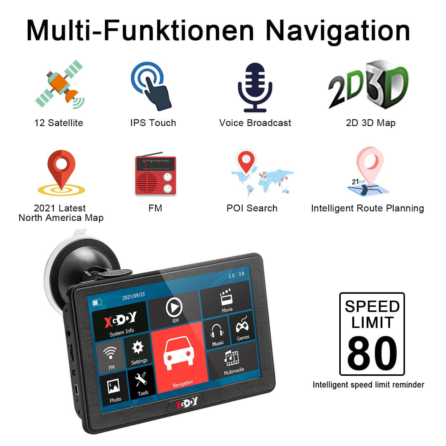 Cost-effective and Most worthwhile XGODY 886F Car Truck 7'' GPS FM Navigator - New Looking & Upgraded Version - XGODY 