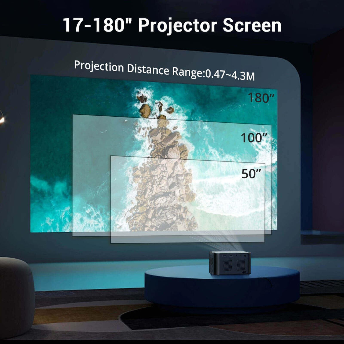 XGODY A40 Mini Portable Home LED Projector, Auto Focus, Native 1080P W