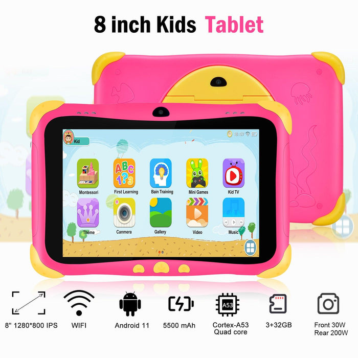 XGODY Android HD 8 Kids Tablet 32 GB Kid-Proof Case Dual Camera Educational Games Parental Control