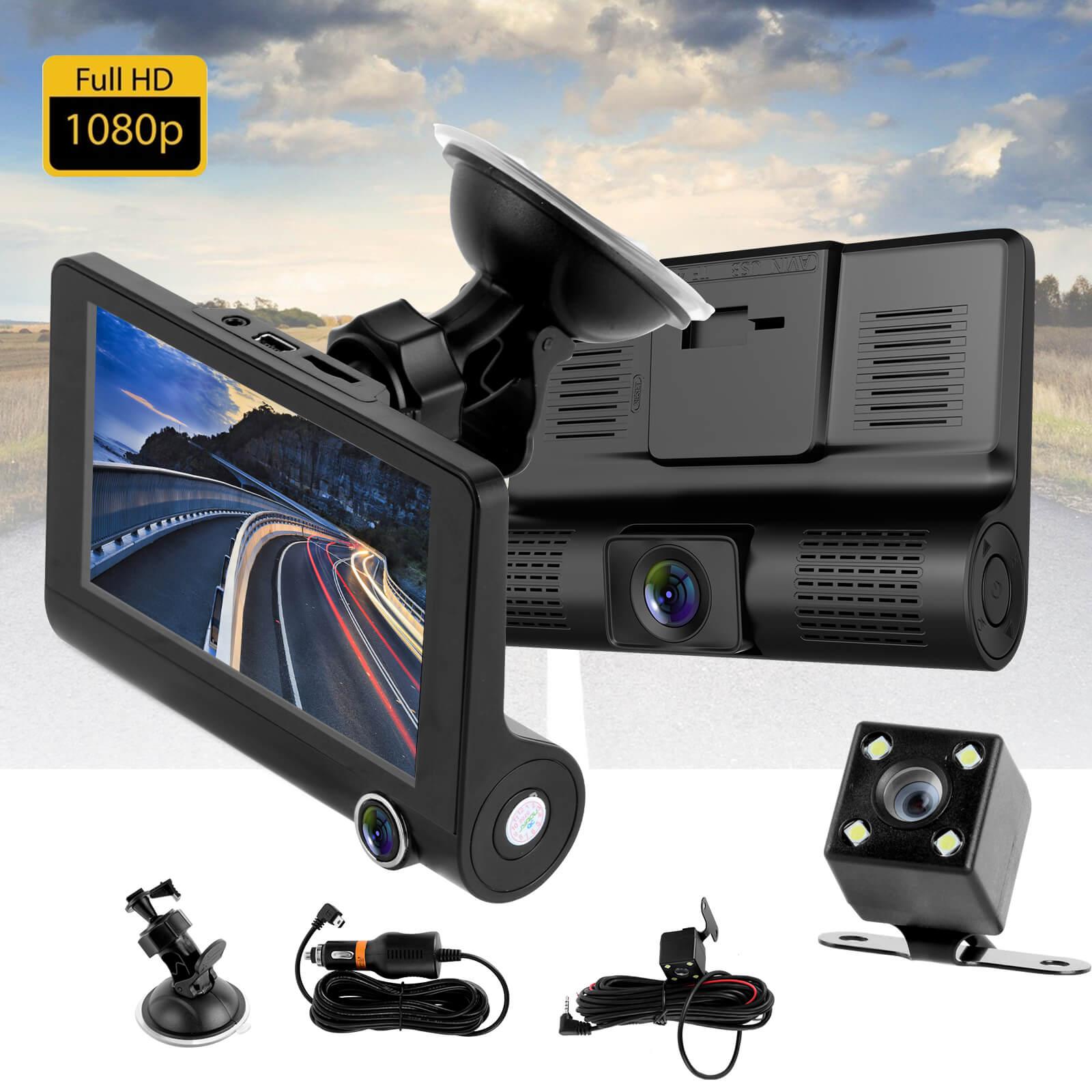 XGODY C2 4-inch 1080P 3 Lens Car Dash Cam with Video Recorder