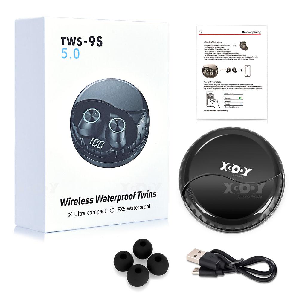 XGODY TWS 9S Bluetooth 5.0 Twins Bass Stereo